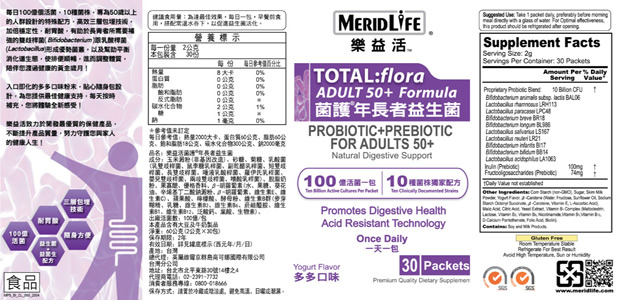 Essential Probiotics Senior Supplement Facts